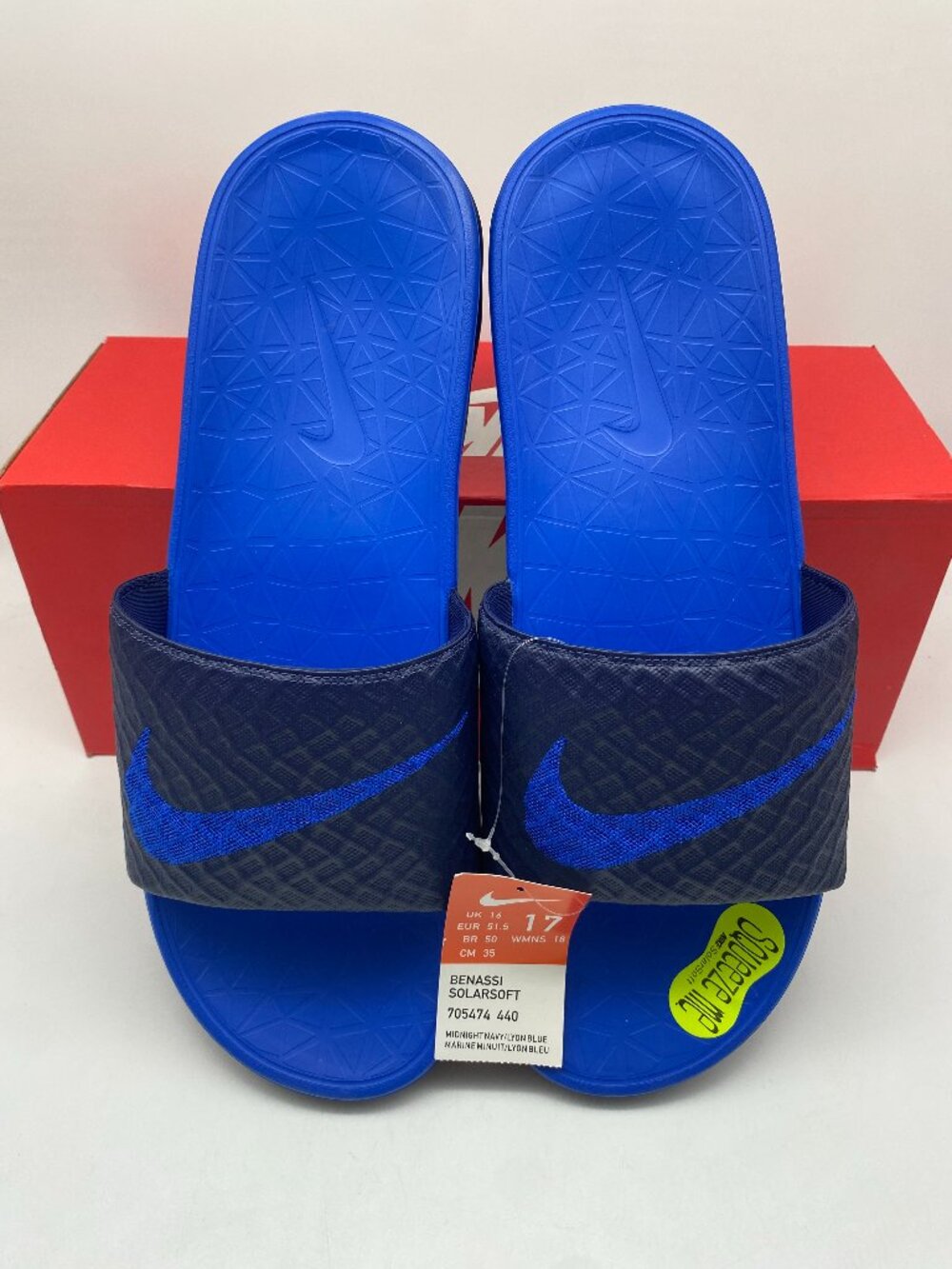 NIKE BENASSI SOLARSOFT SLIDE NAVY/BLUE #705474 440 US MEN SIZE 17